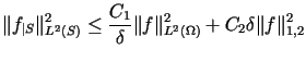 $\displaystyle \Vert f_{\vert S}\Vert_{L^{2}\left( S\right) }^{2}\leq\frac{C_{1}......a\right) }^{2}+C_{2}\delta\Vert f\Vert_{1,2}<tex2html_comment_mark>1931 ^{2}%%$